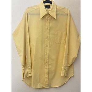 Sears Perma Prest Dress Shirt Button up Dress Yellow XL Vintage-1B